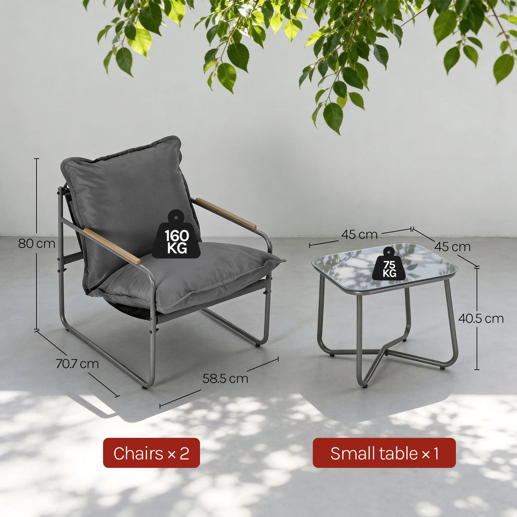 Ensemble Bistro 2 Places avec Table en Verre