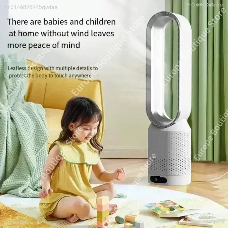 Ventilateur Tour Sans Pales Portable avec Purification d'Air, Circulation d'Air et Refroidissement Ultra Silencieux pour Maison, Bureau et Chambre