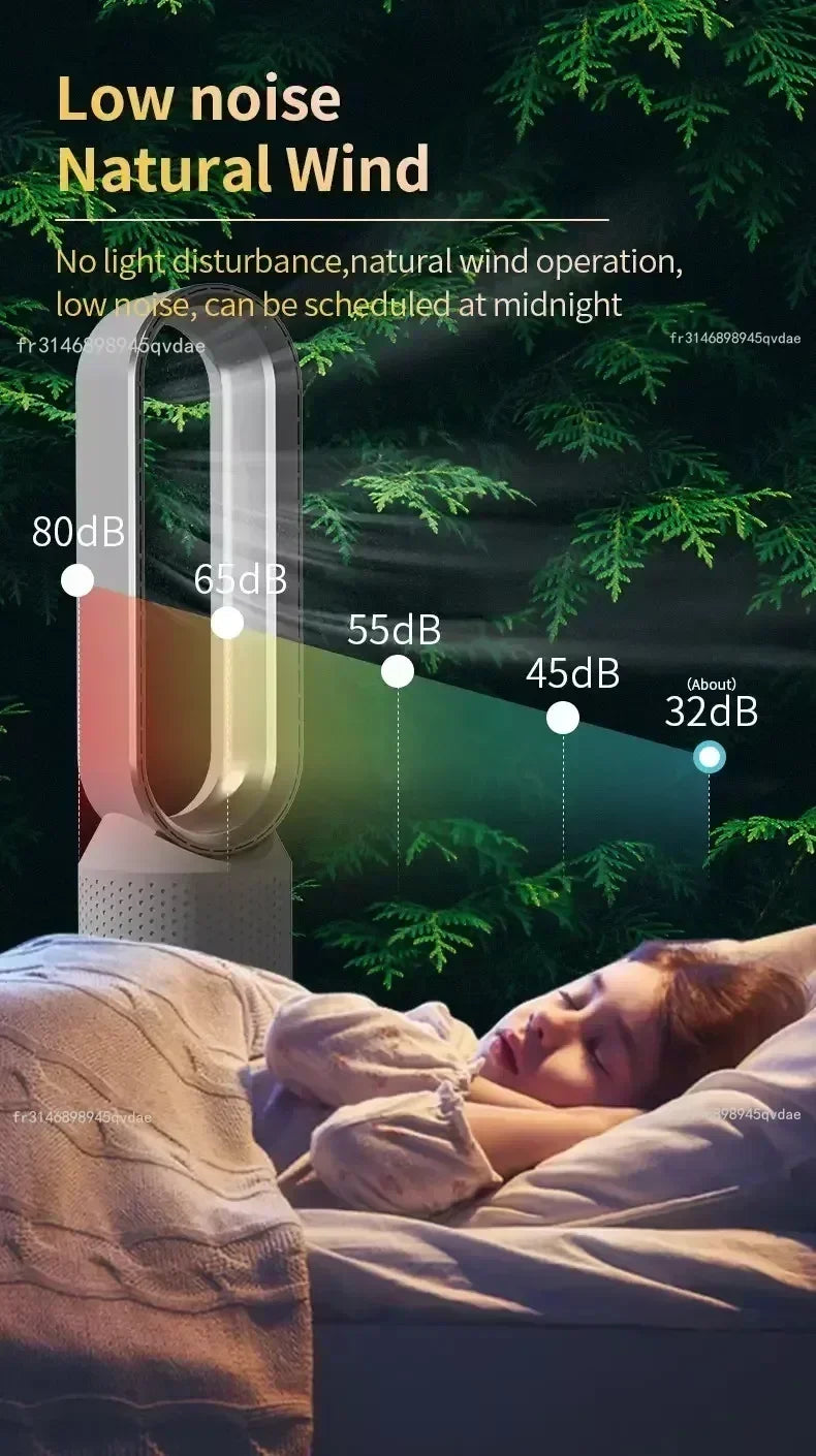 Ventilateur Tour Sans Pales Portable avec Purification d'Air, Circulation d'Air et Refroidissement Ultra Silencieux pour Maison, Bureau et Chambre