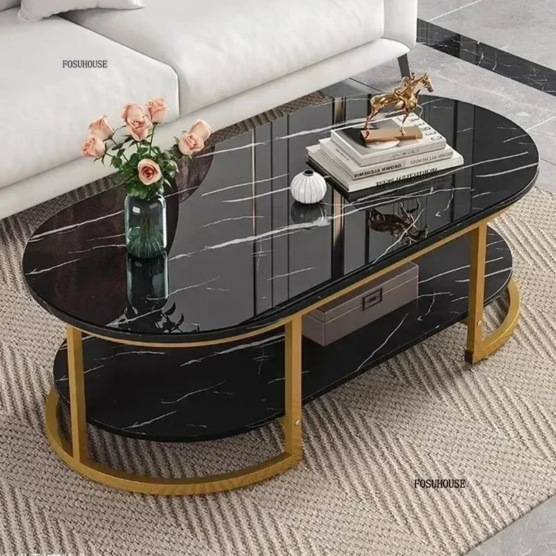 Table Basse Ovale avec Rangement