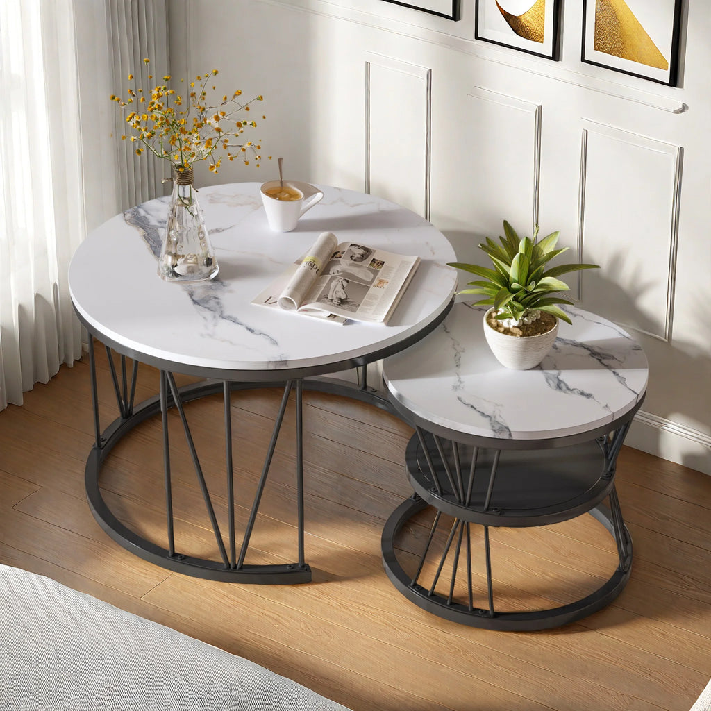 Ensemble de 2 Tables d'Appoint Rondes Modernes