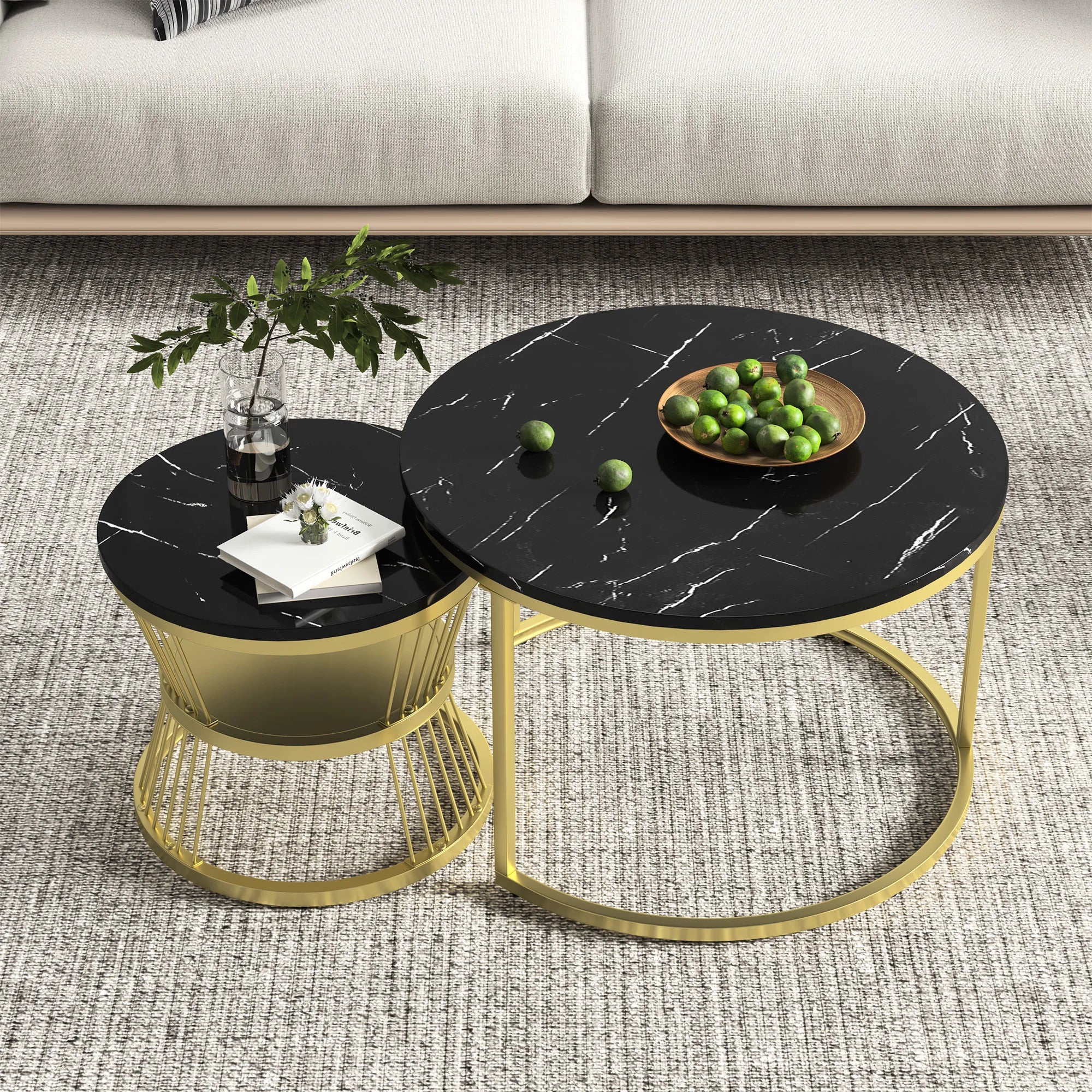 Ensemble de 2 Tables d'Appoint Rondes Modernes