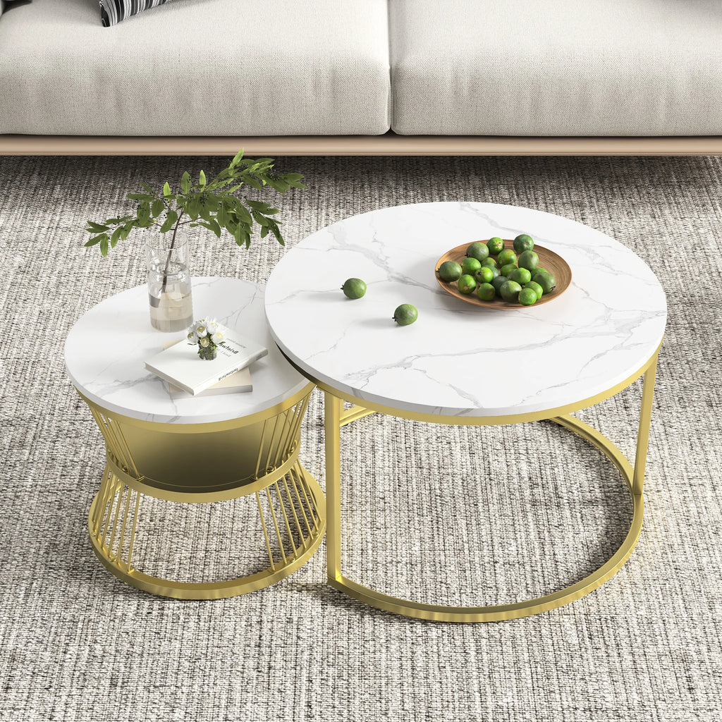 Ensemble de 2 Tables d'Appoint Rondes Modernes