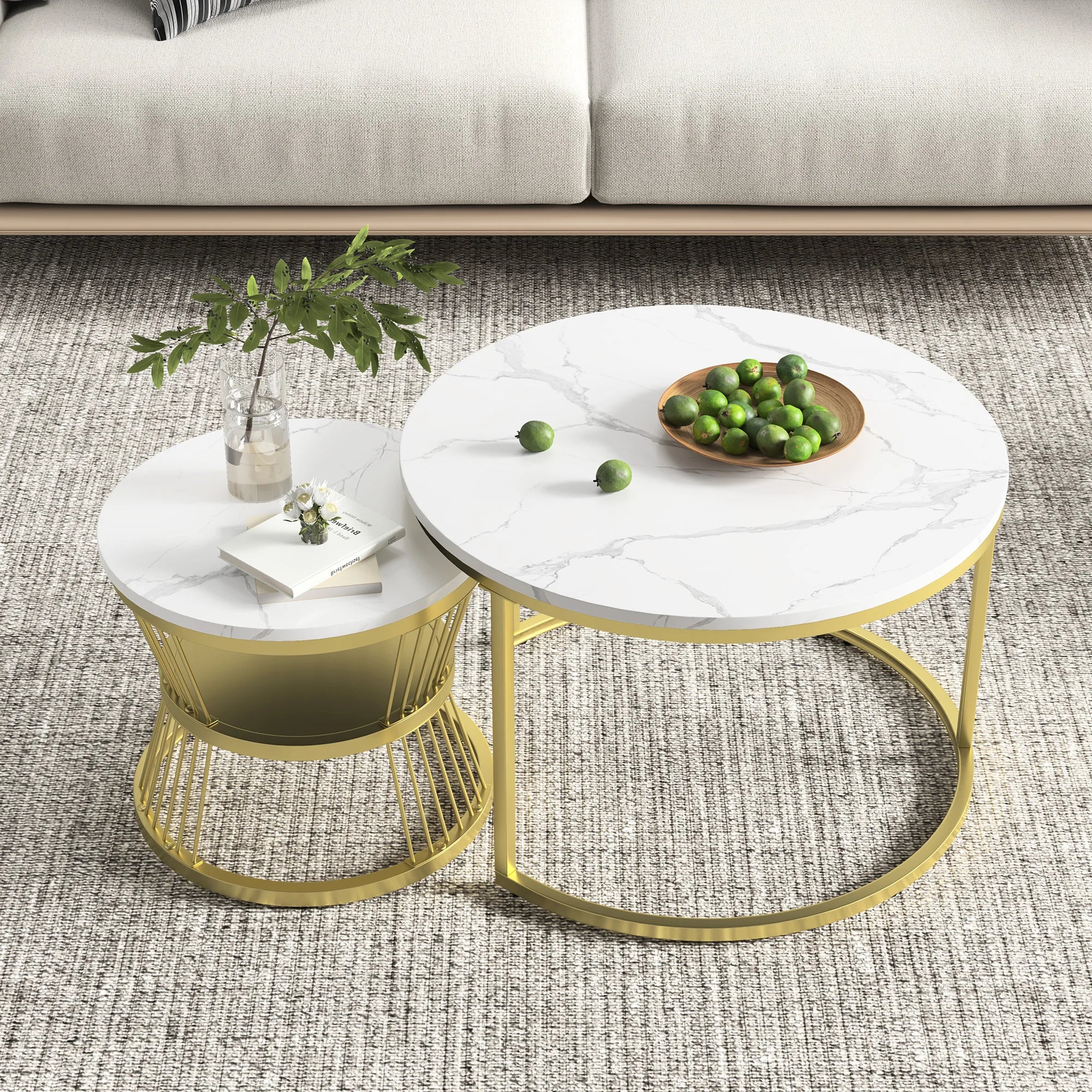Ensemble de 2 Tables d'Appoint Rondes Modernes