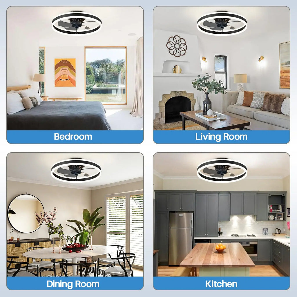 Ventilateur de Plafond LED Intelligent avec Télécommande et Application – Moteur DC Silencieux, 6 Vitesses, Éclairage LED 3 Températures de Couleur, Fonction Réversible Été/Hiver