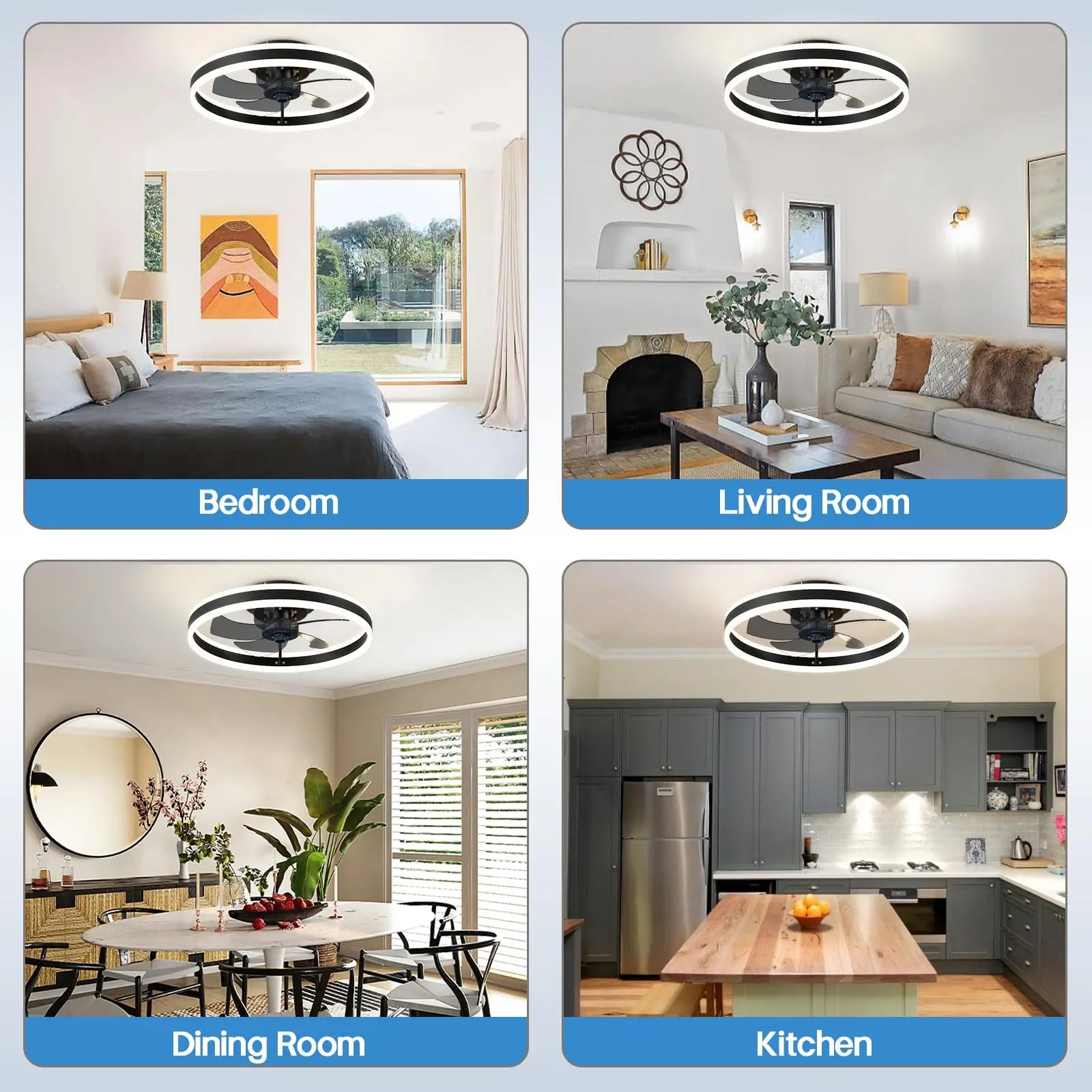 Ventilateur de Plafond LED Intelligent avec Télécommande et Application – Moteur DC Silencieux, 6 Vitesses, Éclairage LED 3 Températures de Couleur, Fonction Réversible Été/Hiver