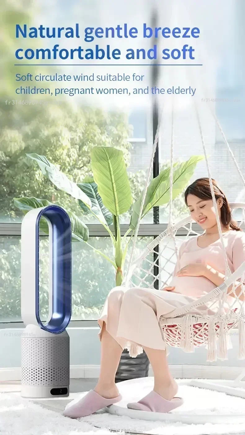 Ventilateur Tour Sans Pales Portable avec Purification d'Air, Circulation d'Air et Refroidissement Ultra Silencieux pour Maison, Bureau et Chambre
