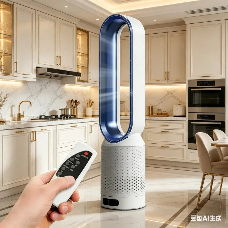 Ventilateur Tour Sans Pales Portable avec Purification d'Air, Circulation d'Air et Refroidissement Ultra Silencieux pour Maison, Bureau et Chambre