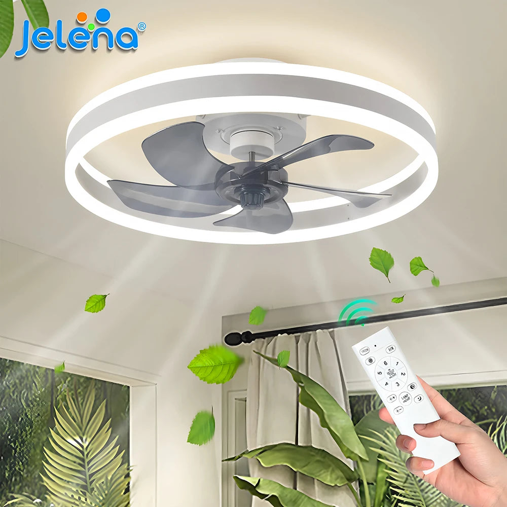 Ventilateur de Plafond LED Intelligent avec Télécommande et Application – Moteur DC Silencieux, 6 Vitesses, Éclairage LED 3 Températures de Couleur, Fonction Réversible Été/Hiver