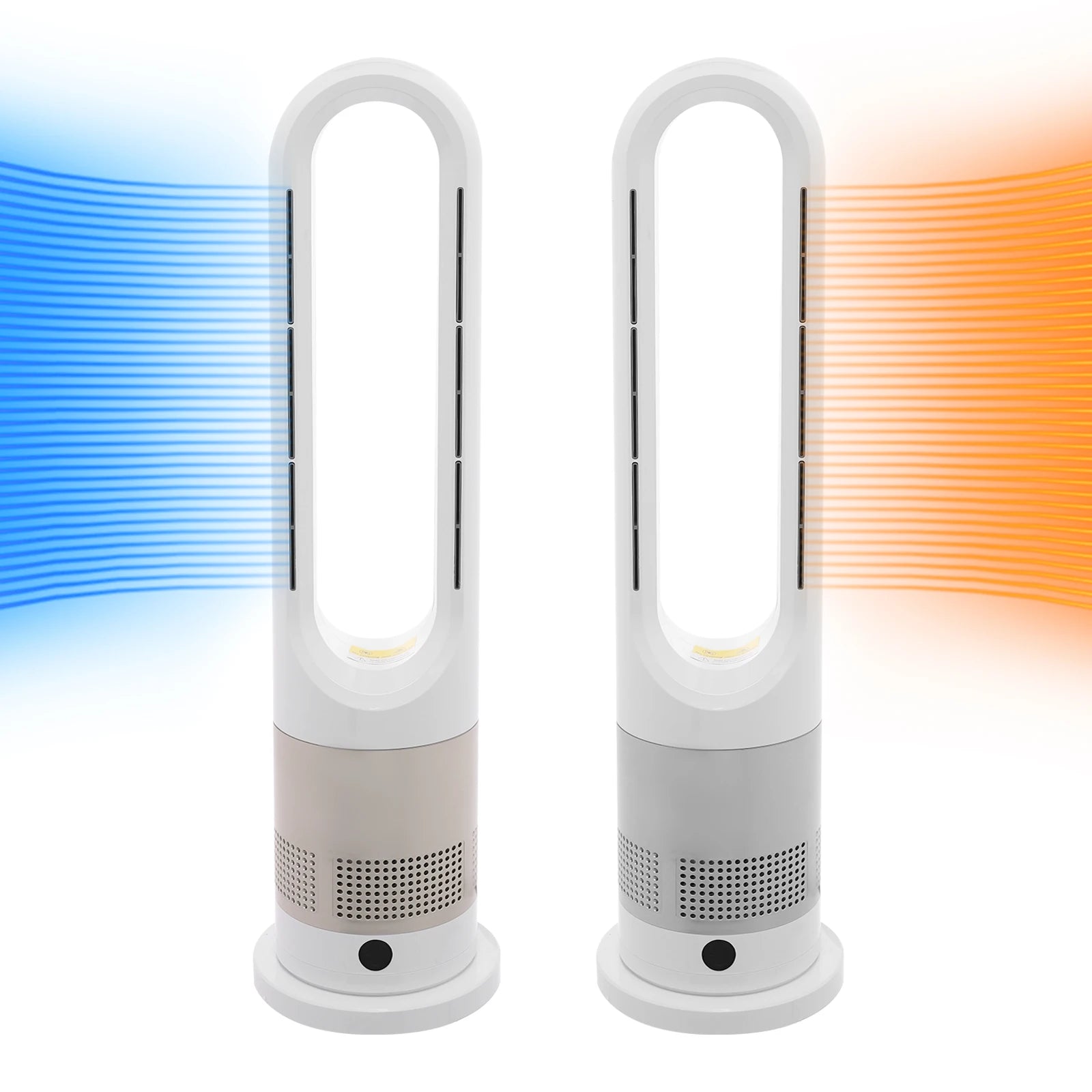 Ventilateur Colonne Sans Pales avec Chauffage Céramique 2 en 1, 220 V, Télécommande, 8 Vitesses, Oscillation 80°, Minuterie 9 H, Écran LED, Ventilateur Tour Silencieux pour Chambre, Salon, Bureau