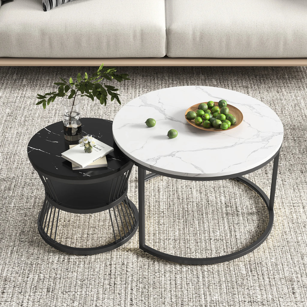 Ensemble de 2 Tables d'Appoint Rondes Modernes