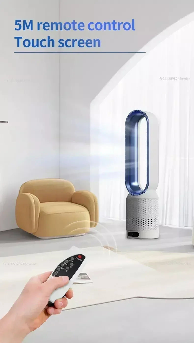 Ventilateur Tour Sans Pales Portable avec Purification d'Air, Circulation d'Air et Refroidissement Ultra Silencieux pour Maison, Bureau et Chambre