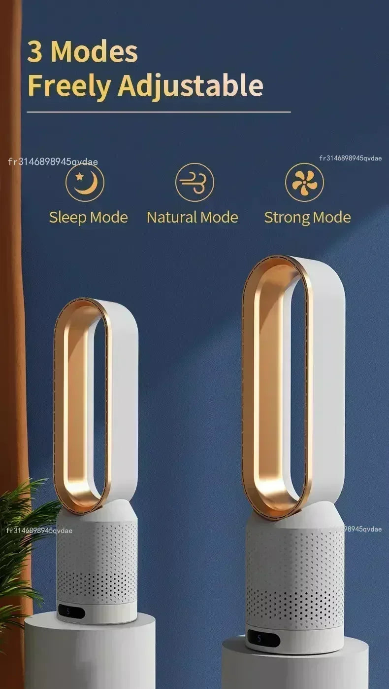 Ventilateur Tour Sans Pales Portable avec Purification d'Air, Circulation d'Air et Refroidissement Ultra Silencieux pour Maison, Bureau et Chambre