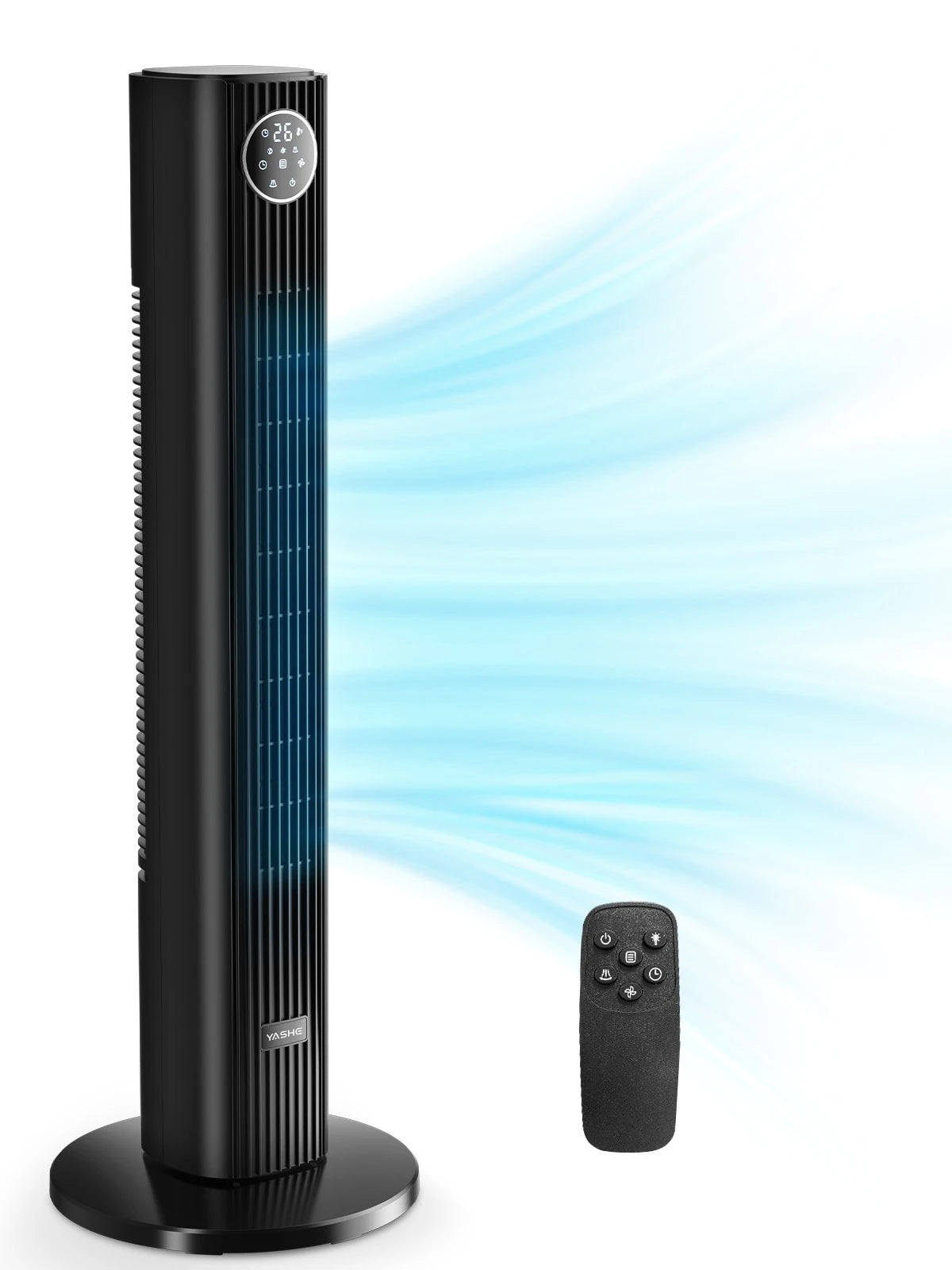 Ventilateur Colonne Sans Pales 80 cm avec Télécommande, Silencieux 28 dB, 3 Vitesses