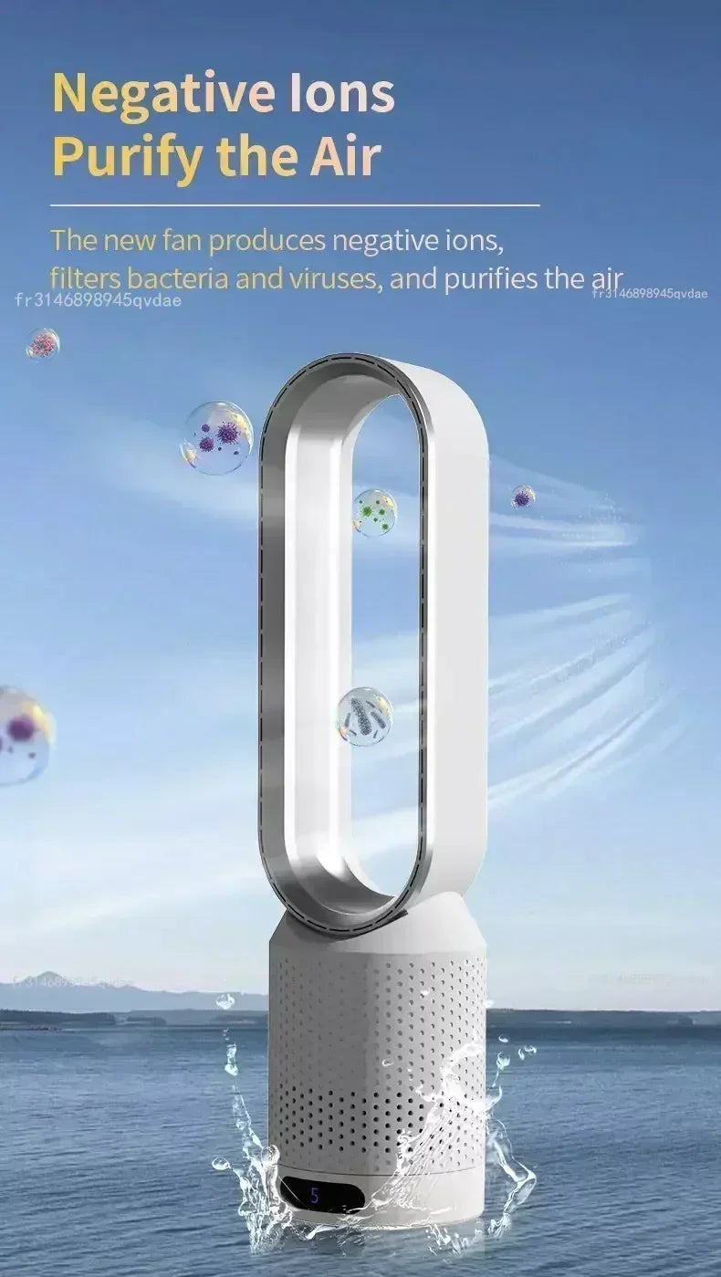 Ventilateur Tour Sans Pales Portable avec Purification d'Air, Circulation d'Air et Refroidissement Ultra Silencieux pour Maison, Bureau et Chambre
