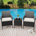 Salon de Jardin 4 Pièces avec Table Basse en Verre et Coussins Confortables