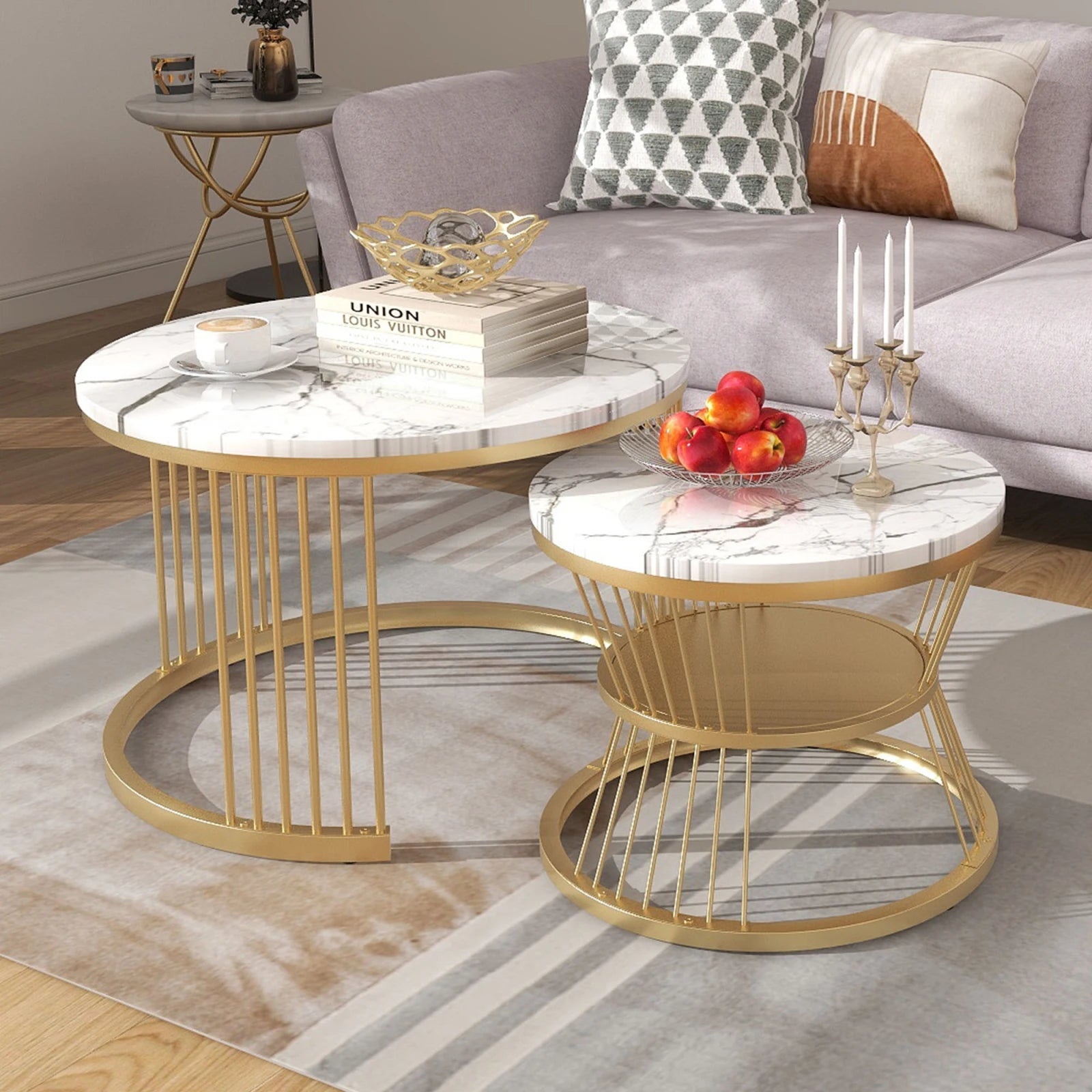 Ensemble de 2 Tables d'Appoint Rondes Modernes