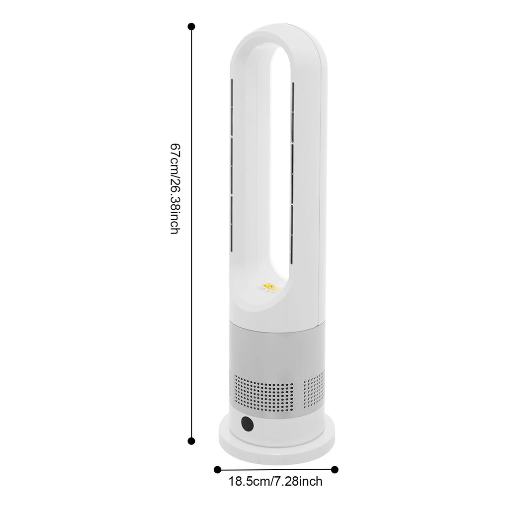 Ventilateur Colonne Sans Pales avec Chauffage Céramique 2 en 1, 220 V, Télécommande, 8 Vitesses, Oscillation 80°, Minuterie 9 H, Écran LED, Ventilateur Tour Silencieux pour Chambre, Salon, Bureau